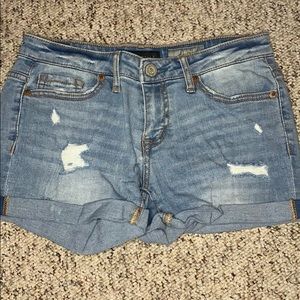 Lightly Distressed Denim Shorts